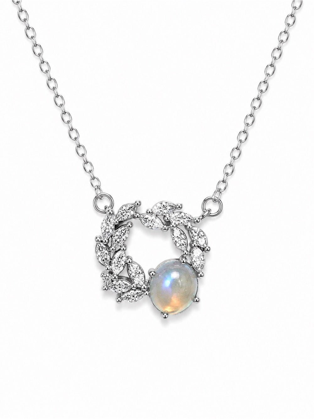 #N47 Madagascar Moonstone Wreath Necklace (S925)