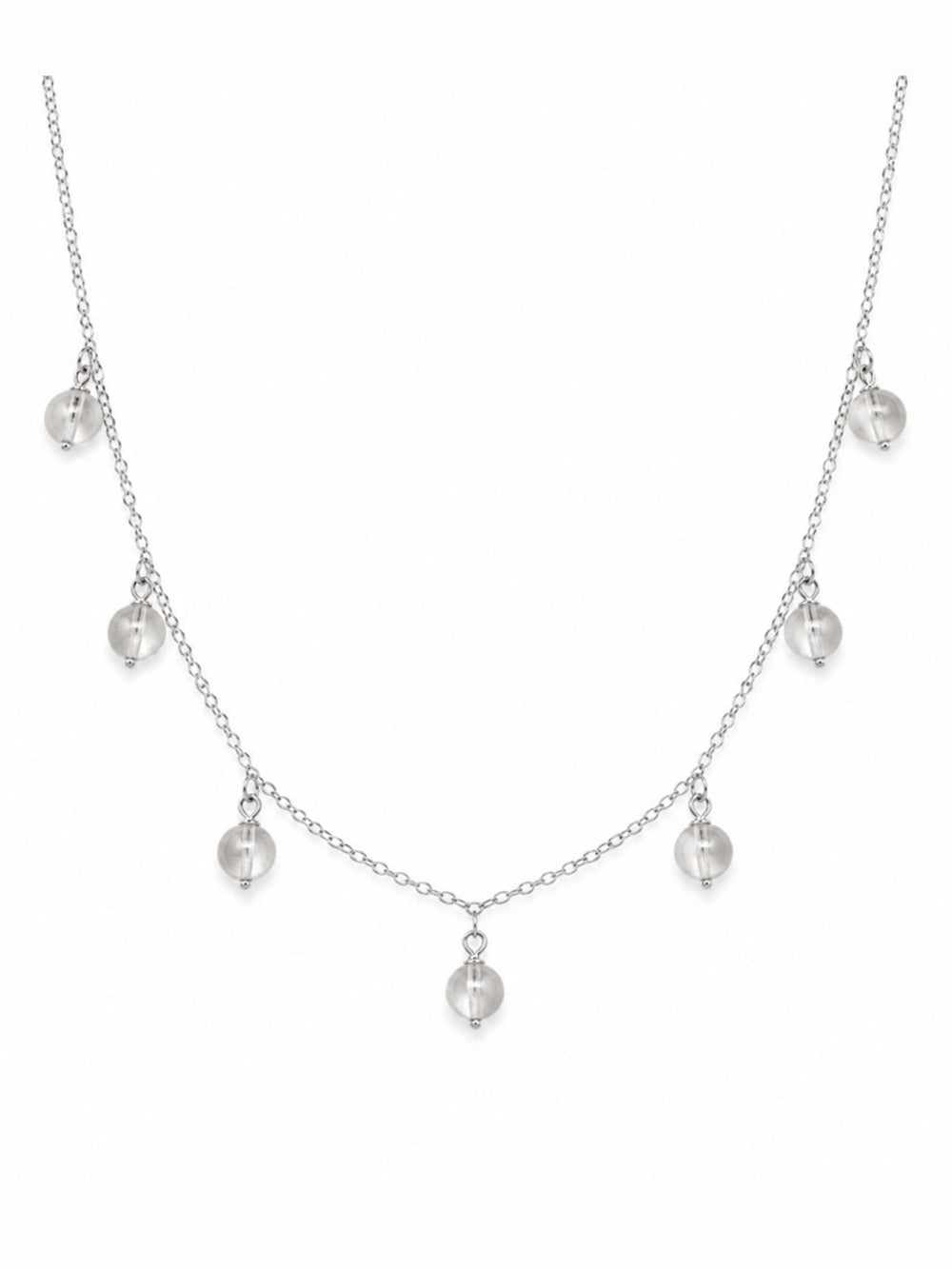 #N2 Clear Quartz Beaded Necklace (S925)