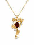 #N32 Garnet Vine Gold Necklace (S925)