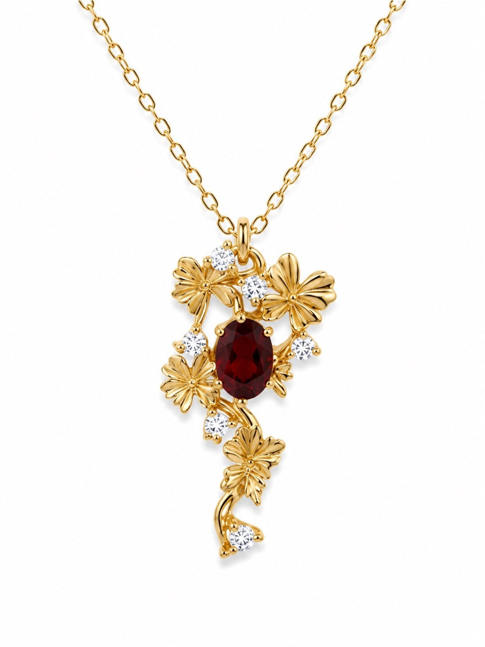 #N32 Garnet Vine Gold Necklace (S925)