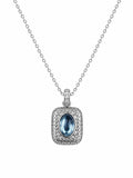 #P26 Aquamarine Rectangle Set Pendant