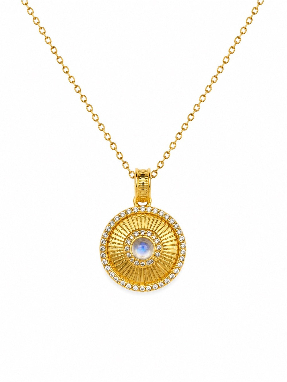 #P35 Madagascar Moonstone Circle Pendant