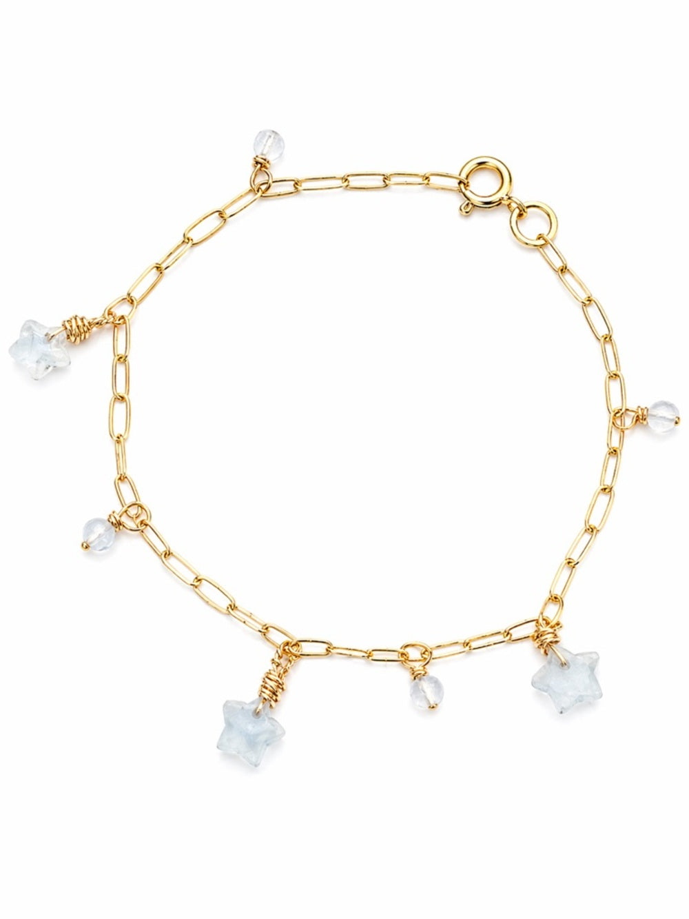 B005 Moonstone Stars Gold Bracelet