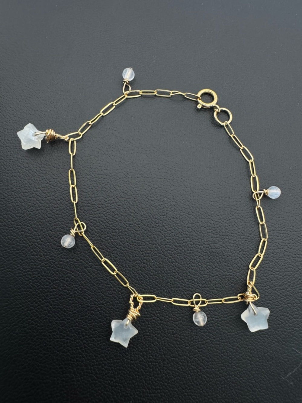 B005 Moonstone Stars Gold Bracelet