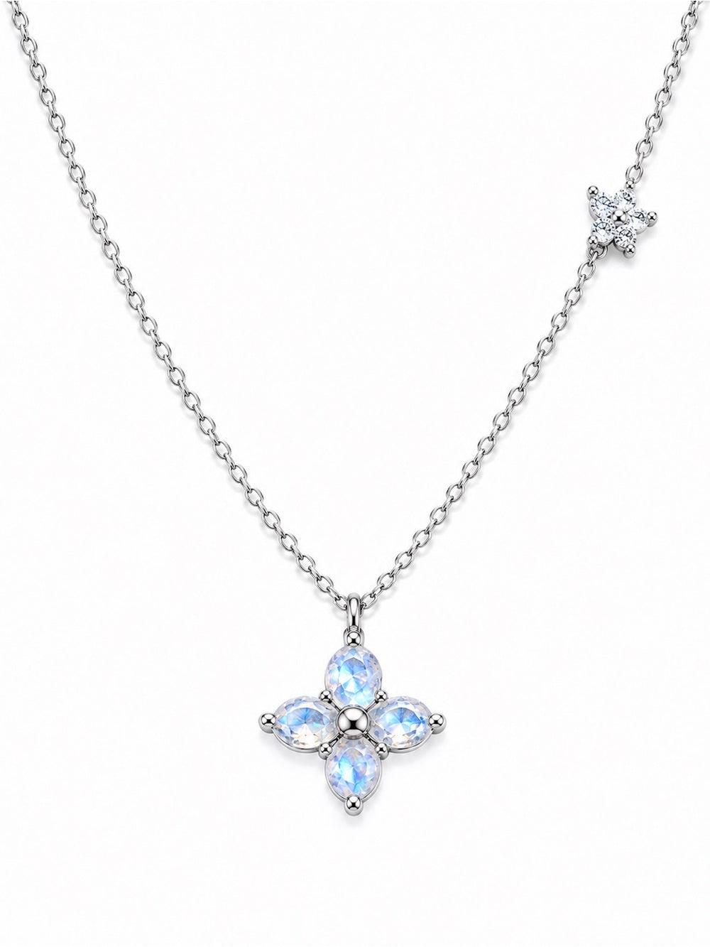 #N23 Moonstone Flower Necklace (S925)