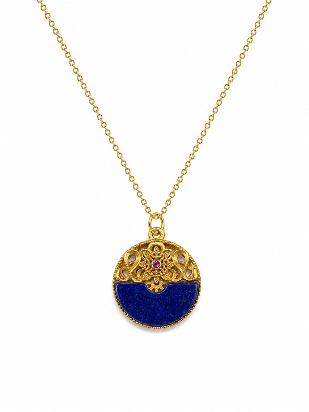#P69 Lapis Lace Circle Pendant