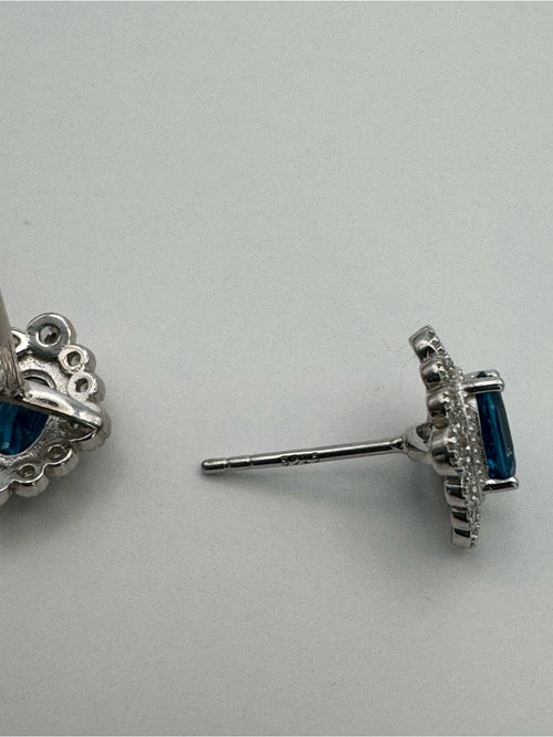 #E21 London Blue Topaz Lace Oval Studs