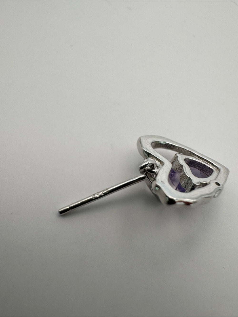 #E23 Amethyst Triple Heart Dangle Earrings
