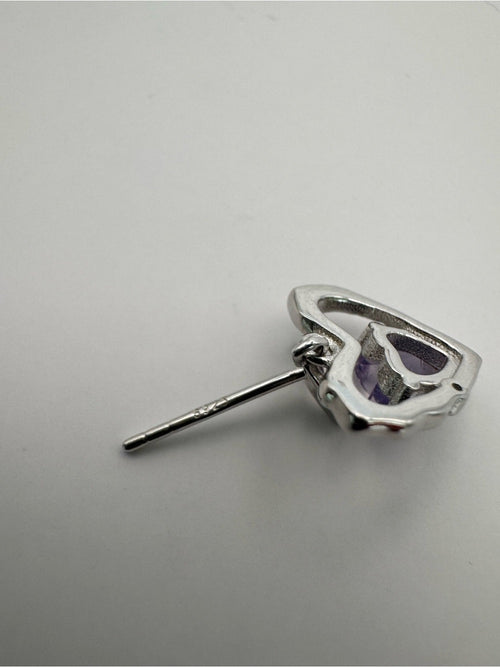 #E23 Amethyst Triple Heart Dangle Earrings