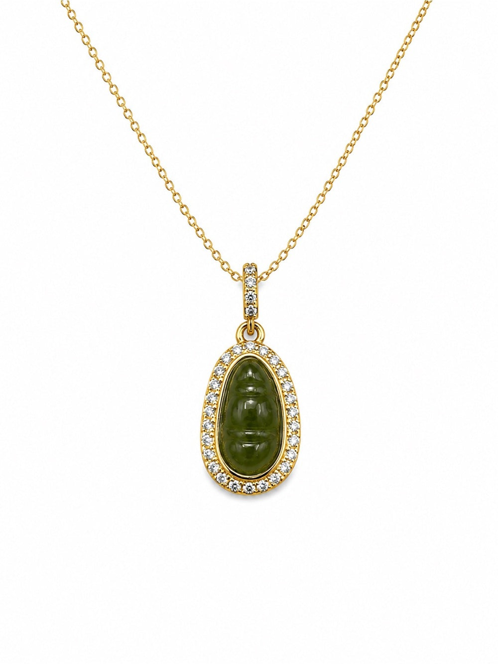 #P32 Pear Halo Jade Pendant