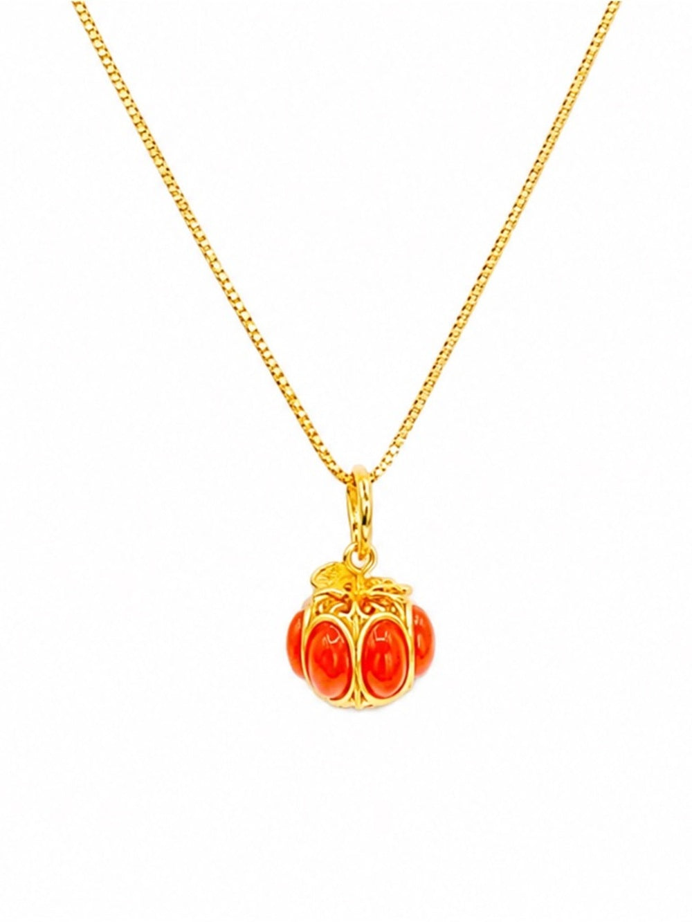 #P45 Red Jade Pumpkin Pendant