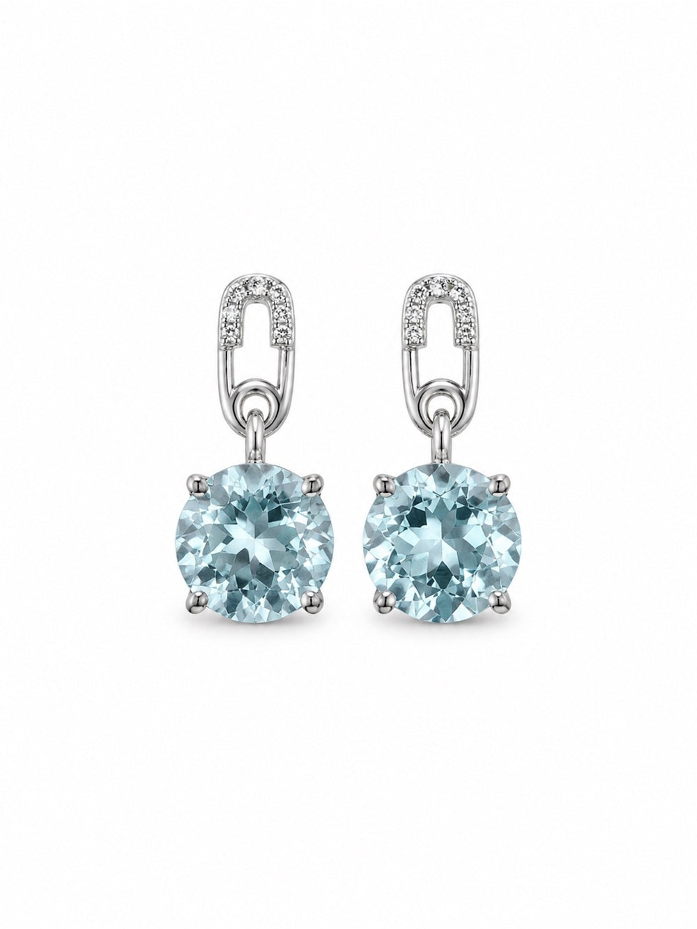 #E4 Aquamarine Safety Pin Earrings