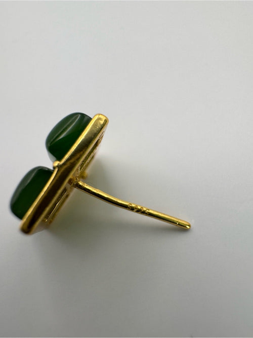 #E7 Jade Quad Diamond Studs