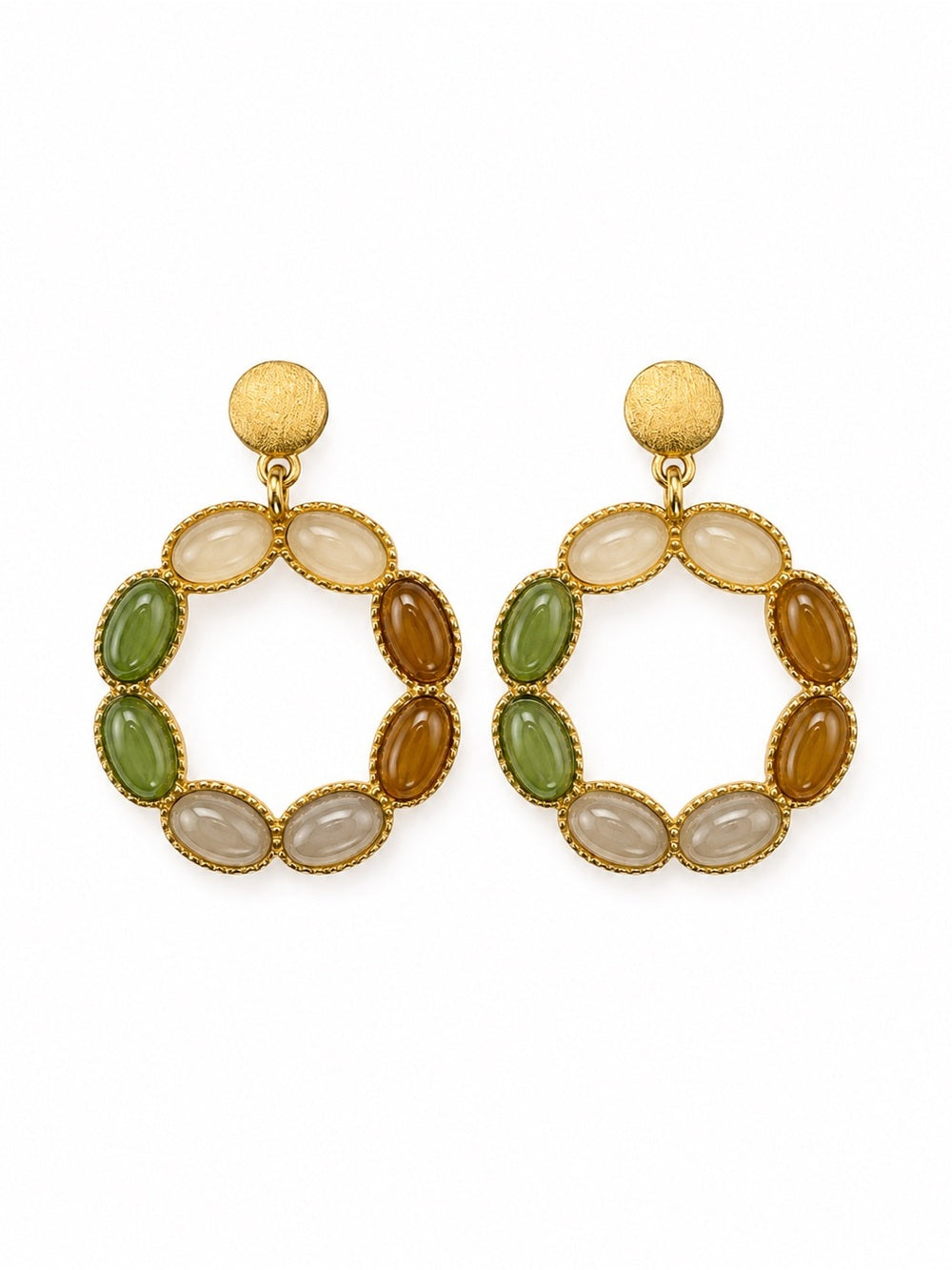 #E10 Jade Mosaic Wreath Drop Earrings