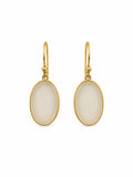 #E11 White Jade Oval Hook Earrings