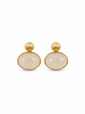 #E12 White Jade Double Oval Studs
