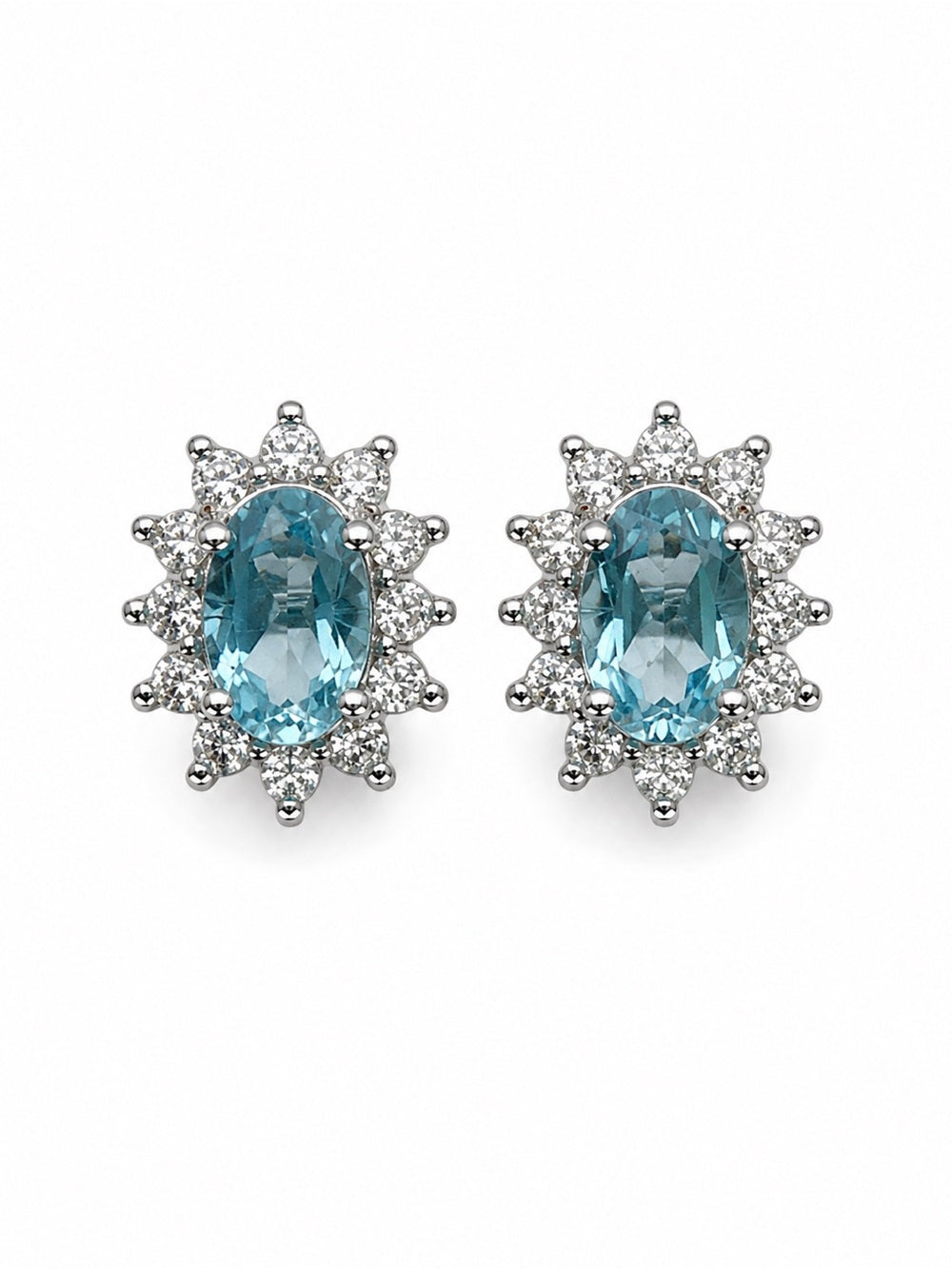#E13 Swiss Blue Topaz Frame Stud Earrings