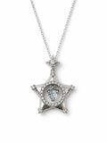 #P41 Star Pendant with Aquamarine Heart Dangle