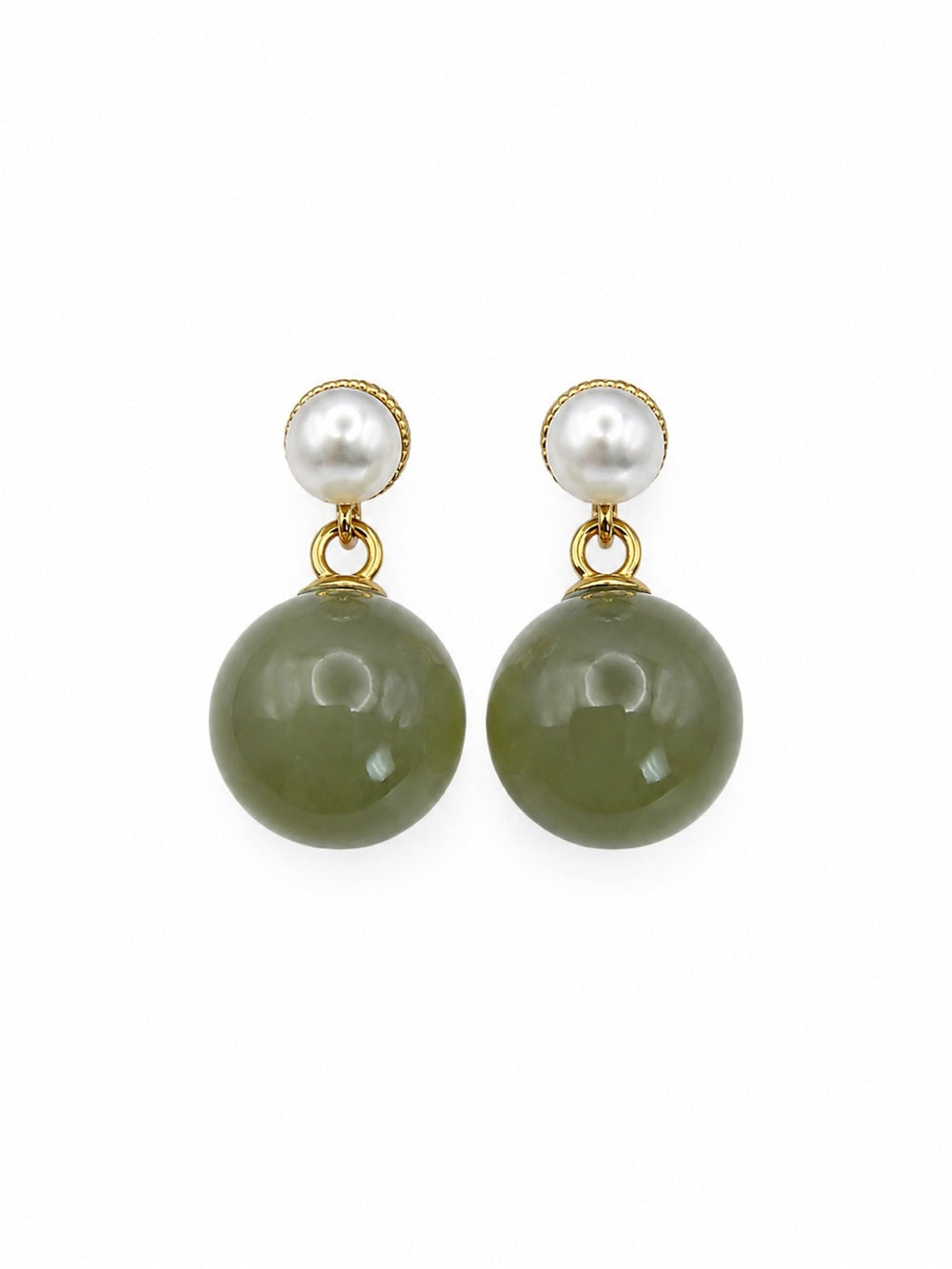 #E15 Jade Ball Drop Earring