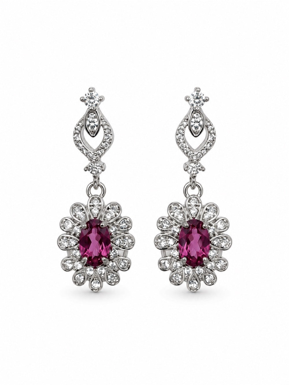 #E17 Pink Tourmaline Lace Drop Earrings