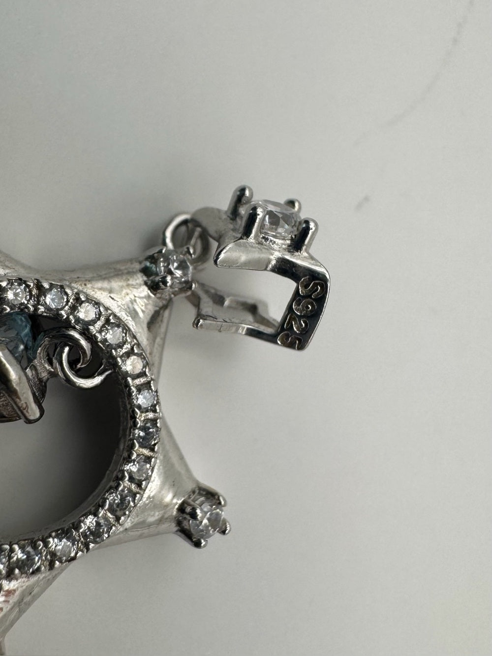 #P41 Star Pendant with Aquamarine Heart Dangle