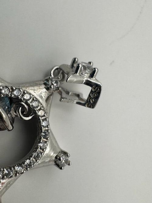 #P41 Star Pendant with Aquamarine Heart Dangle