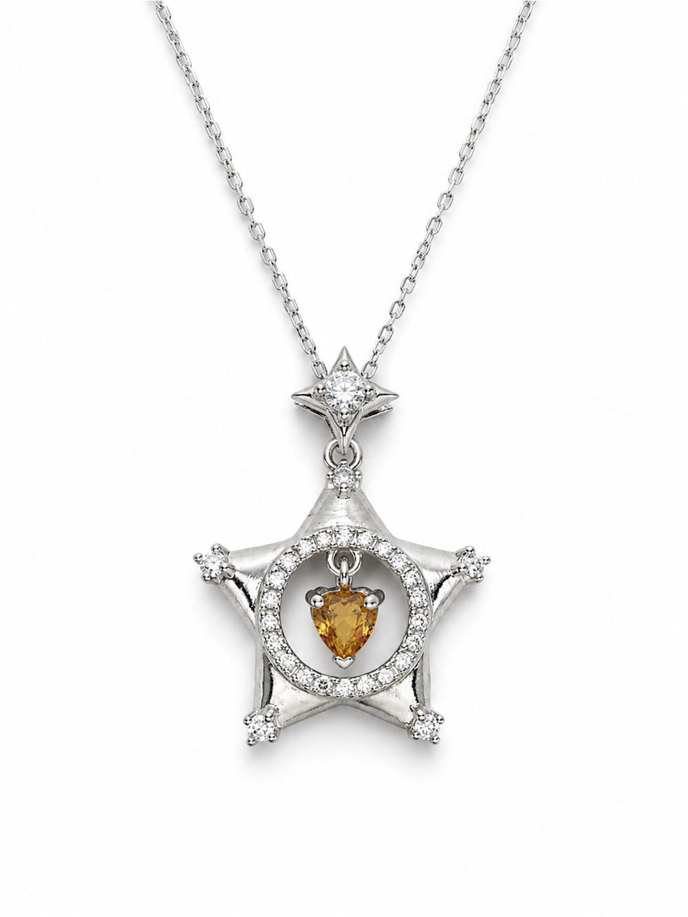 #P40 Star Pendant with Citrine Heart Dangle