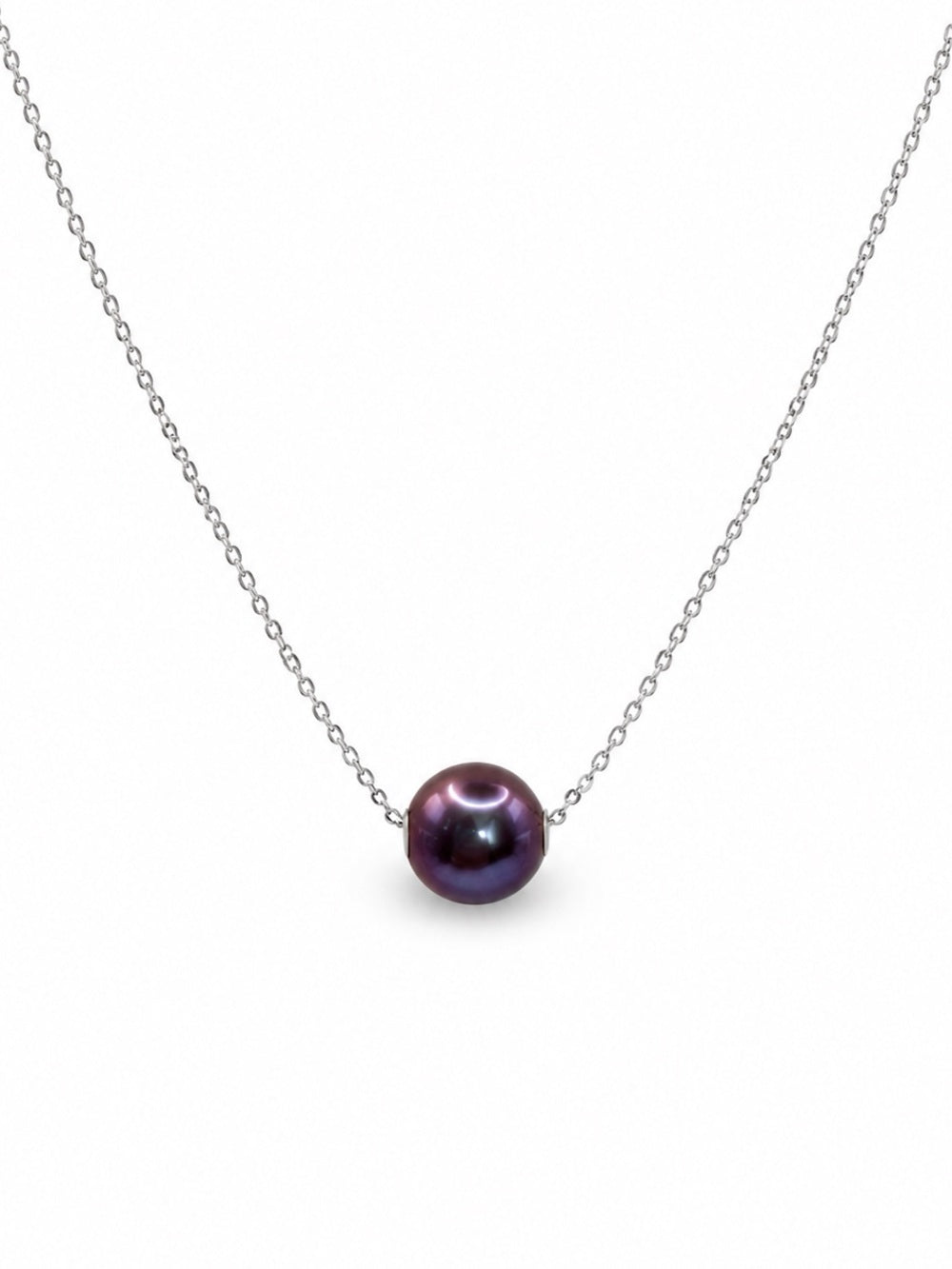 #P1 Edison Pearl Floating Necklace - Silver