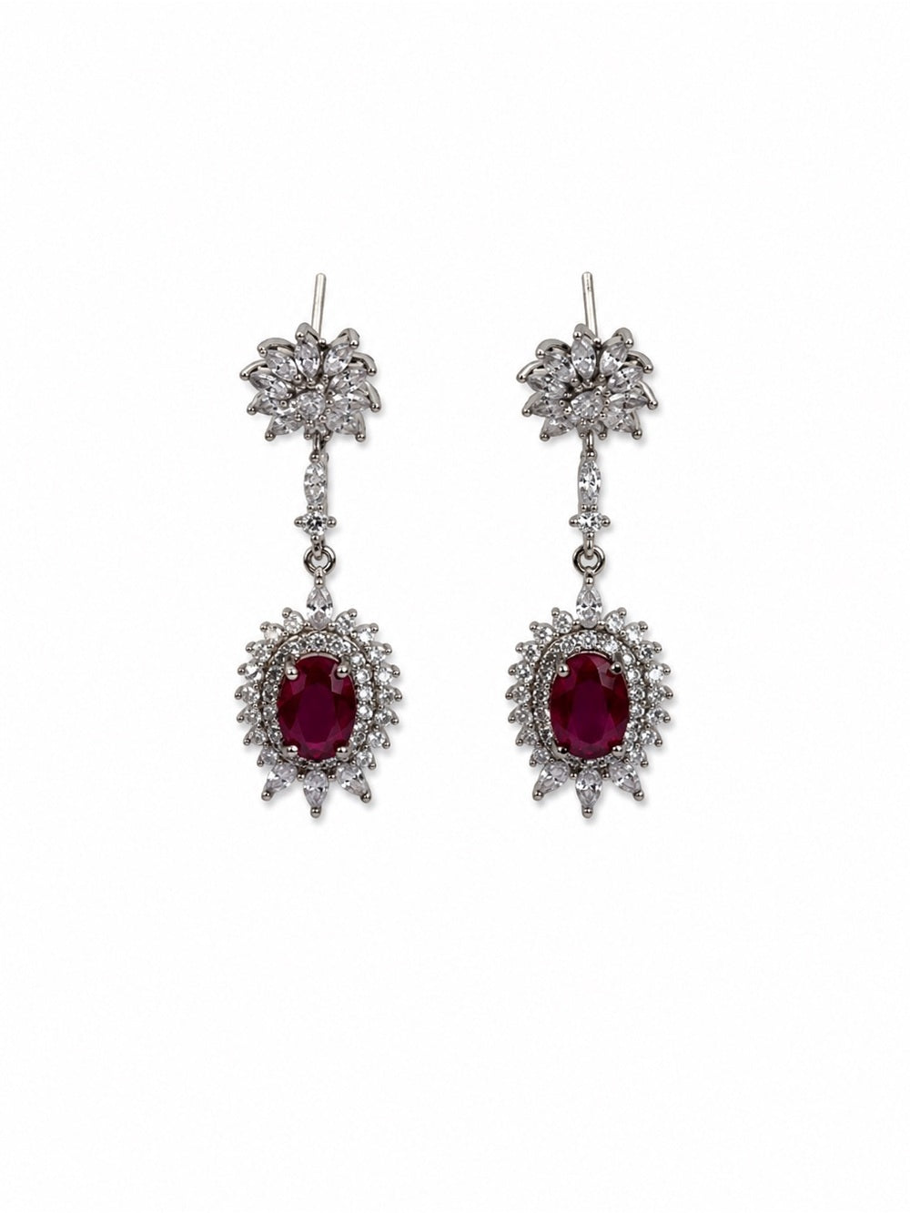 #E2 Ruby Flower Drop Earrings