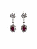 #E2 Ruby Flower Drop Earrings