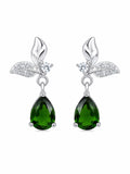 #E37 Chrome Diopside Leaf Drop Earrings