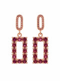 #E27 Purple Garnet Open Rectangle Drop Earrings