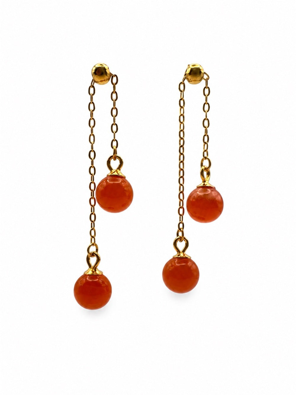 #E40 Carnelian Ball Drop Earrings