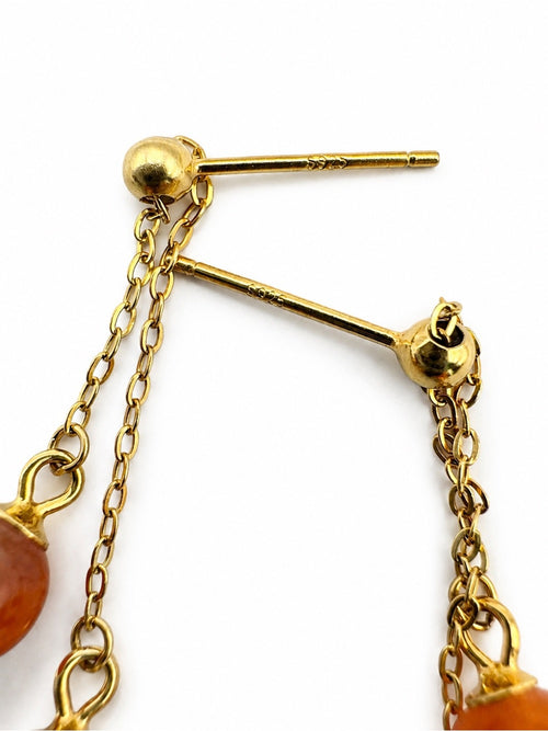 #E40 Carnelian Ball Drop Earrings