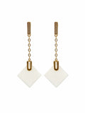 #E29 White Jade Chain Drop Earrings