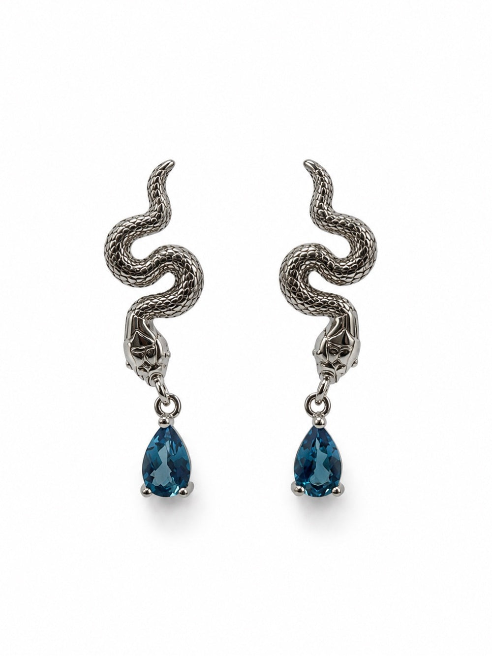#E36 London Blue Topaz Snake Drop Earring