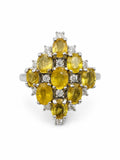 #R48 Citrine Diamond Cluster Ring