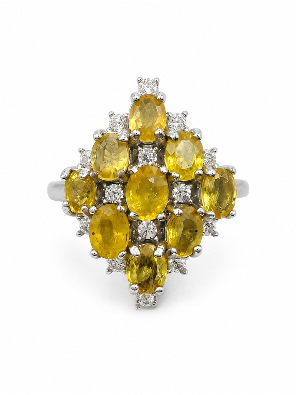 #R48 Citrine Diamond Cluster Ring