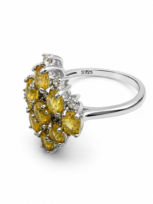 #R48 Citrine Diamond Cluster Ring