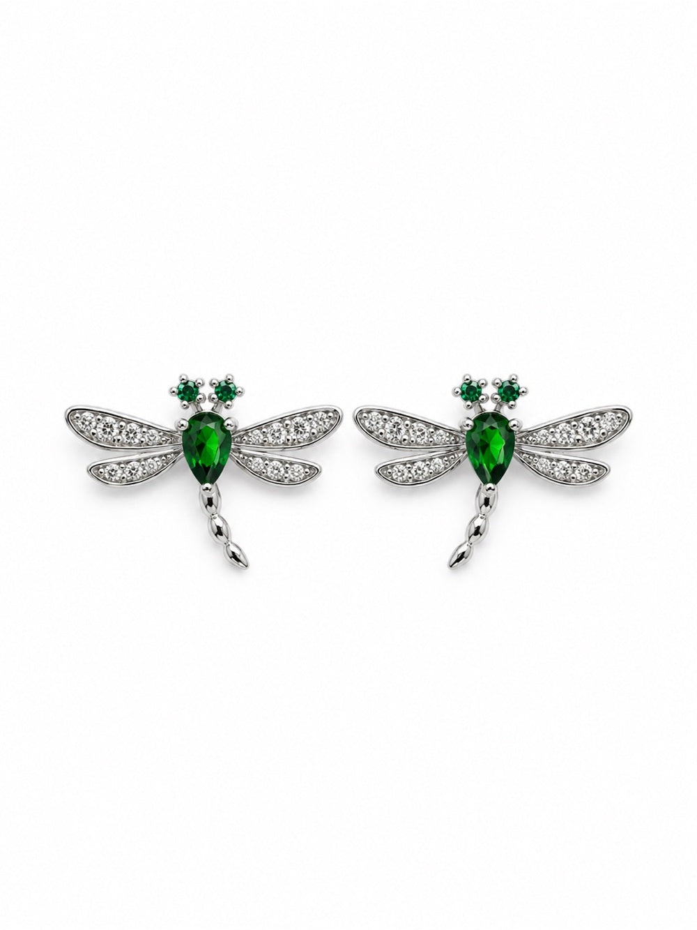 #E44 Chrome Diopside Dragonfly Stud Earrings