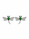 #E44 Chrome Diopside Dragonfly Stud Earrings