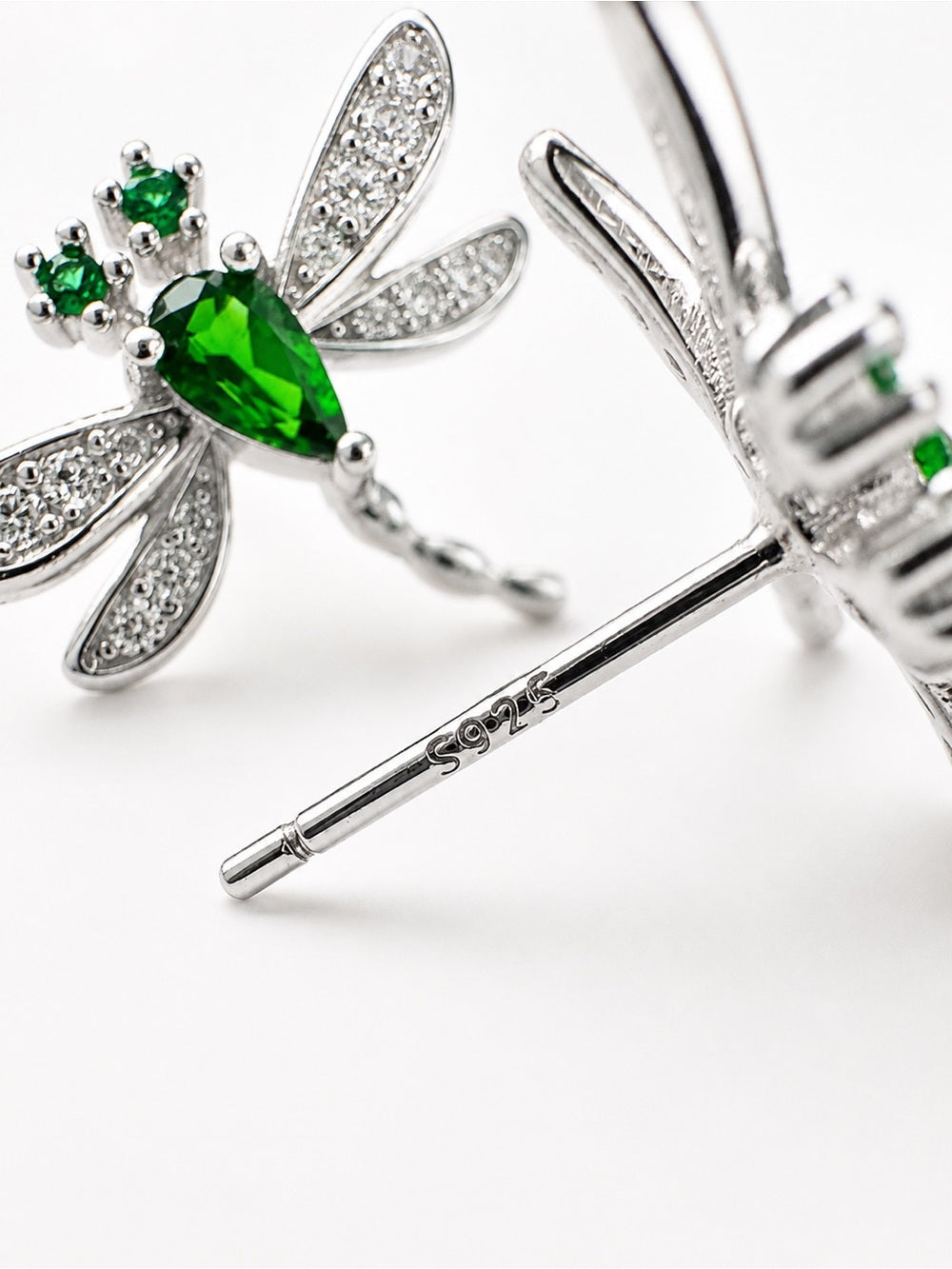 #E44 Chrome Diopside Dragonfly Stud Earrings