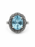 #R47 Santorini Swiss Blue Topaz Swirl Ring