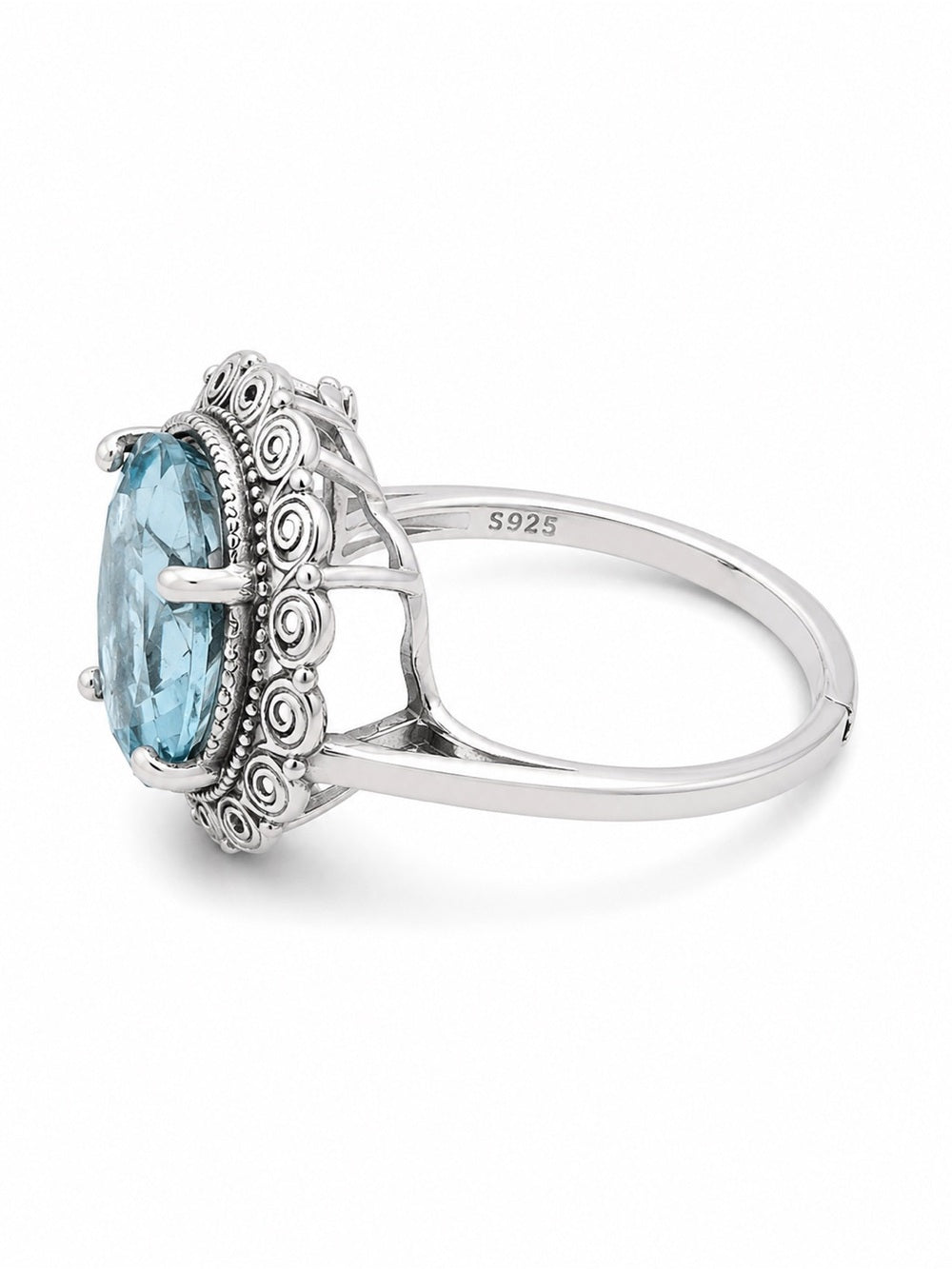 #R47 Santorini Swiss Blue Topaz Swirl Ring