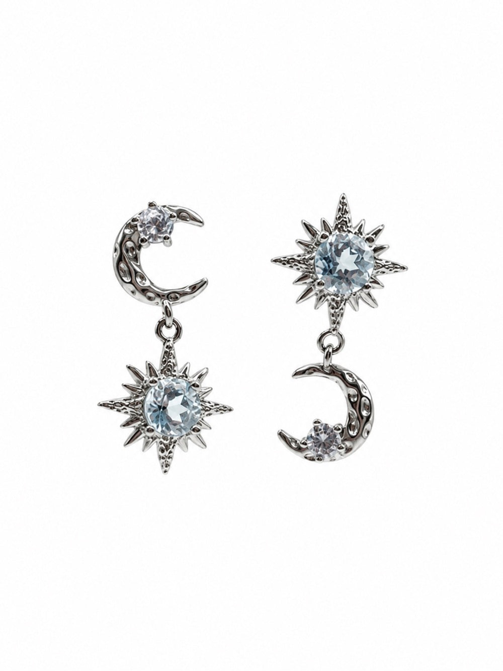 #E46 Aquamarine Celestial Drop Earrings