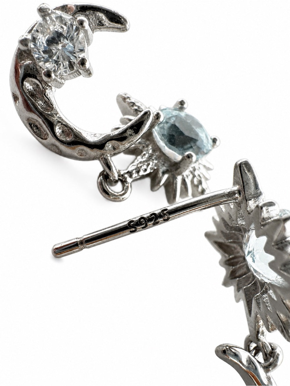 #E46 Aquamarine Celestial Drop Earrings