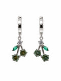 #E32 Green Tourmaline Cherry Huggies