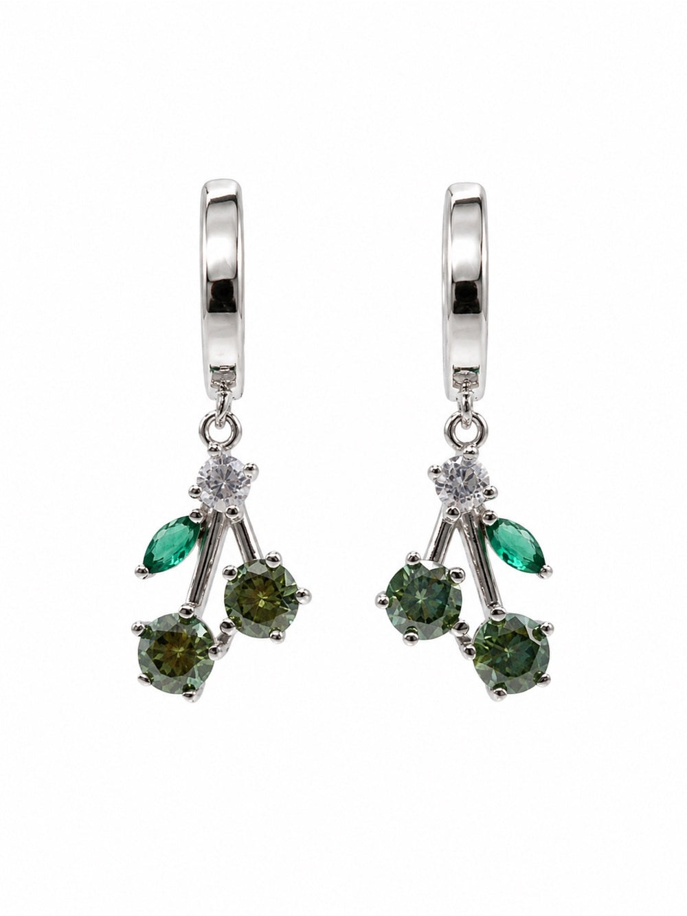 #E32 Green Tourmaline Cherry Huggies