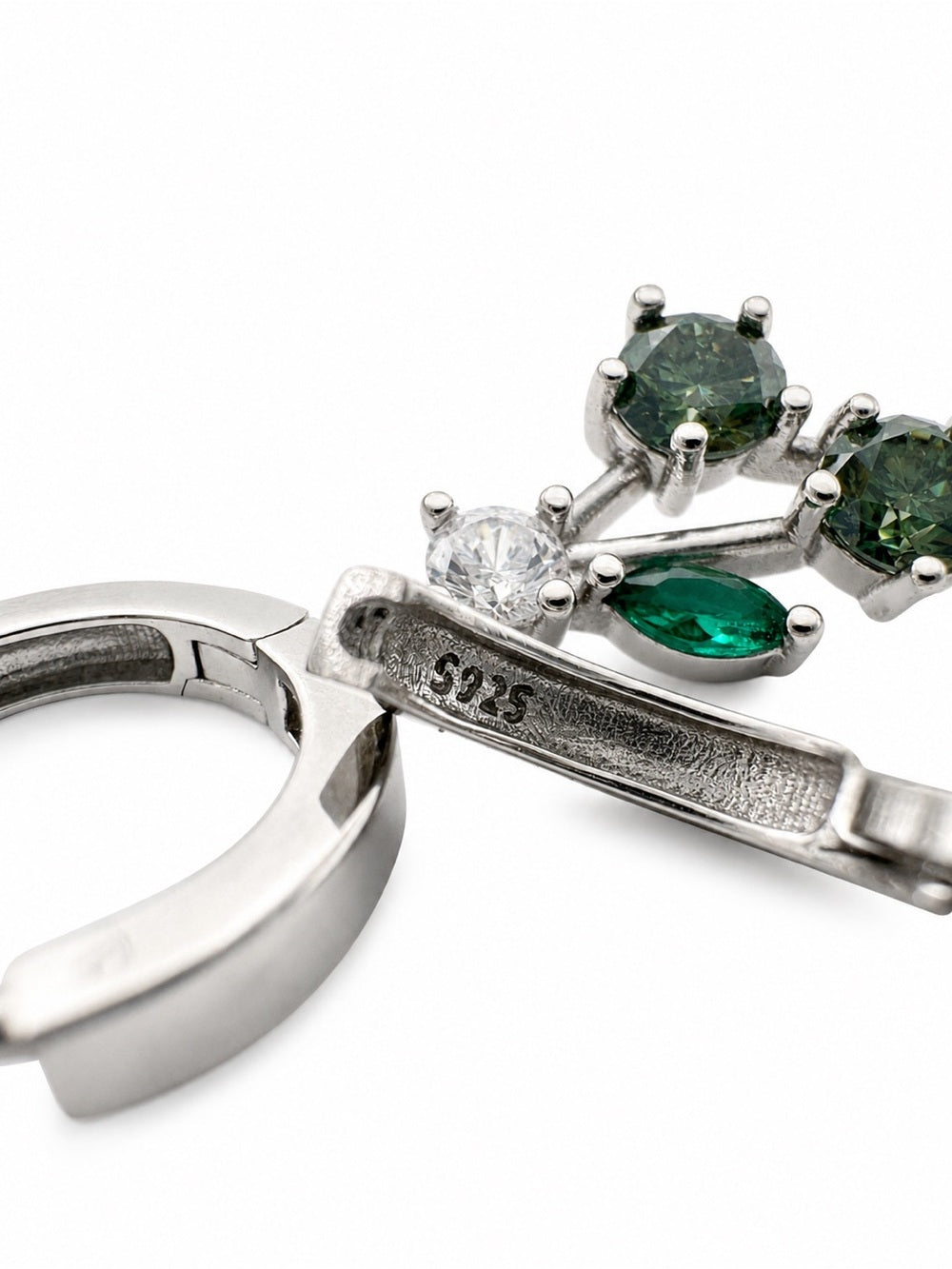 #E32 Green Tourmaline Cherry Huggies
