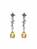 #E36 Amethyst and Citrine Drop Earrings s925